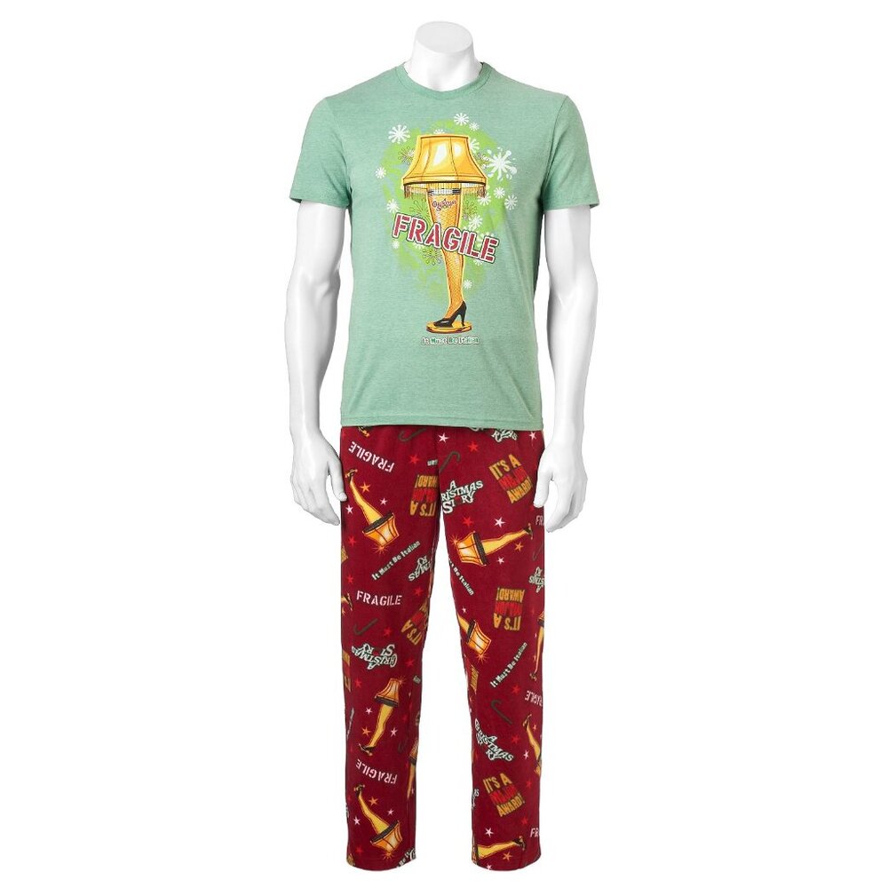 New! A Christmas Story 2-Piece Pajama Set T-Shirt & Fleece Lounge Pants